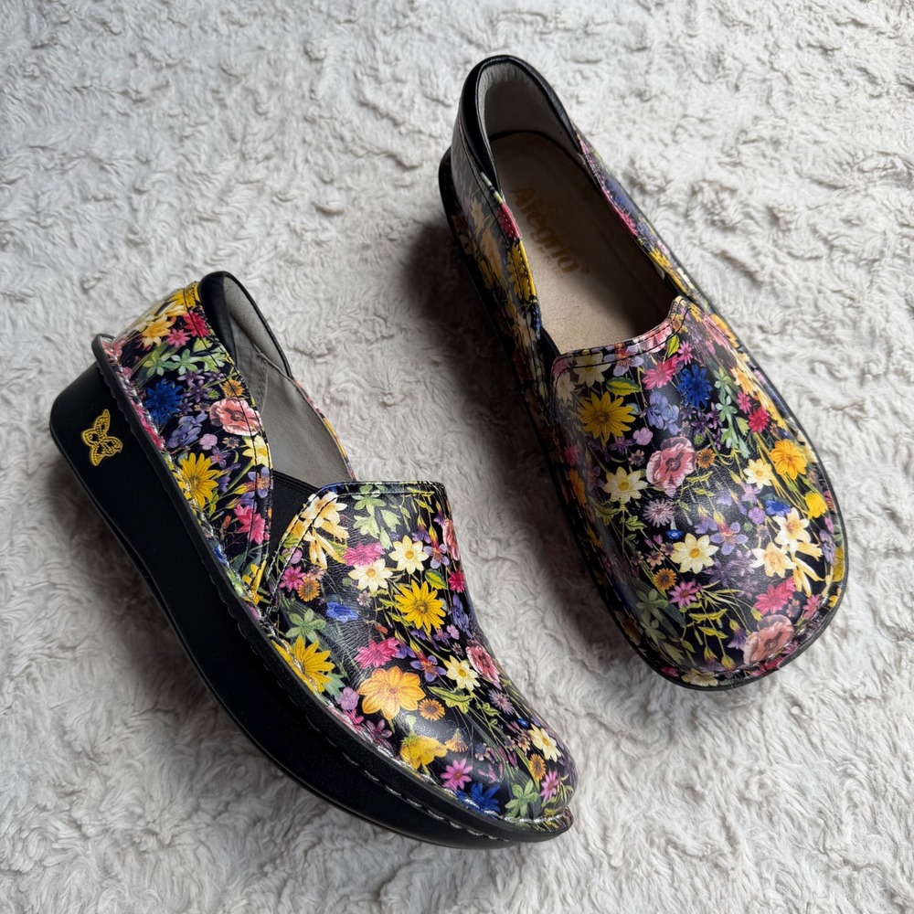 Alegria Debra Floral Leather Professional Nursing Clogs Shoes DEB-420 EU 39